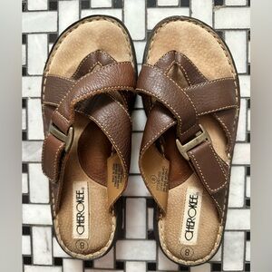 Vintage Cherokee Women’s Slip-On Leather Sandals- Size 8